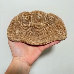 Elegant Tan Beaded Clutch